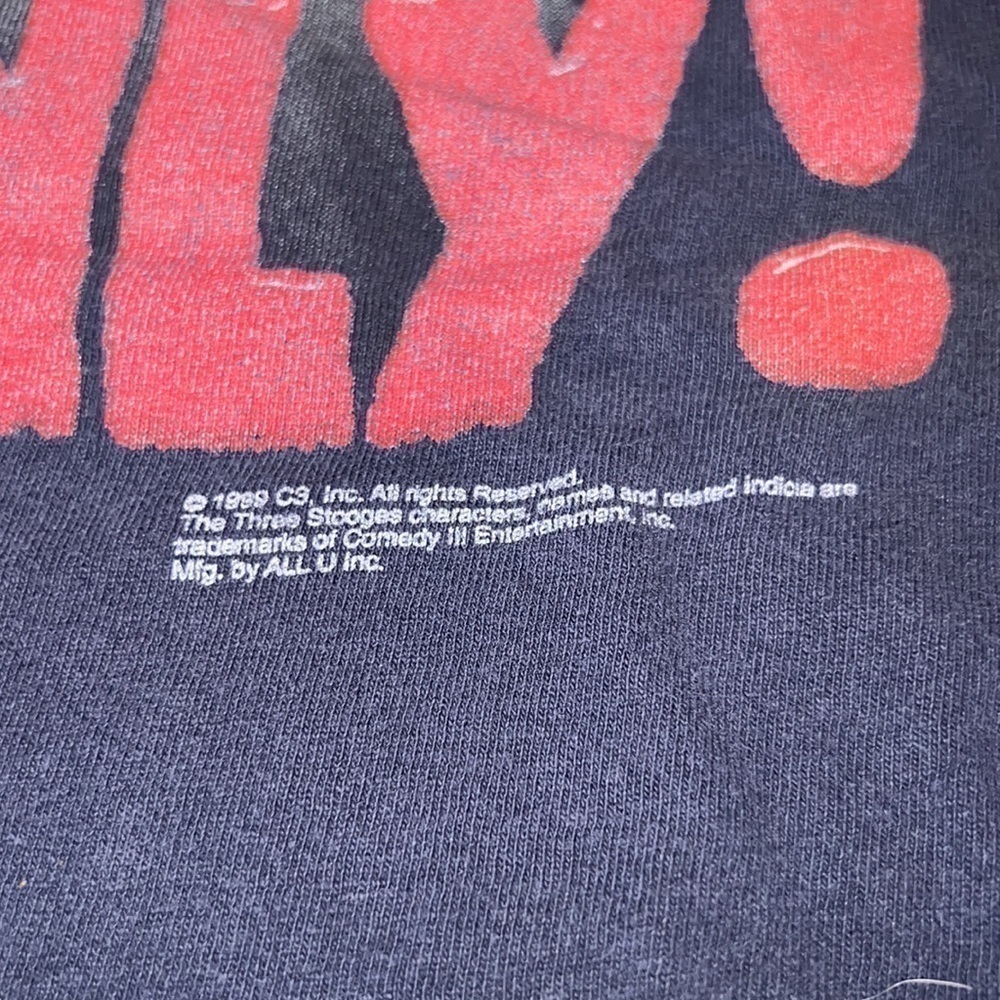 Vintage 1999 Curly Three Stooges TV Promo T-Shirt Why Soitenly Medium - Picture 3 of 3
